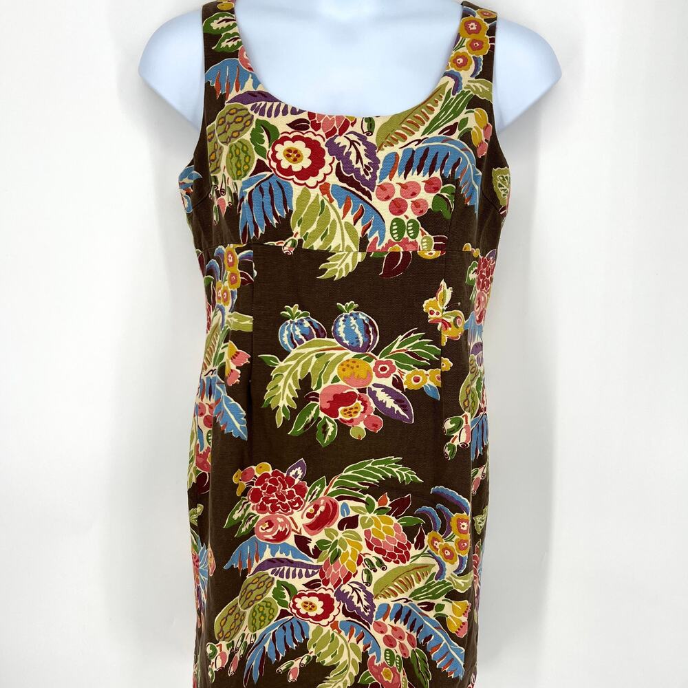 Vintage Talbots Cotton Floral Lined Shift Dress Sleeveless Size 14*